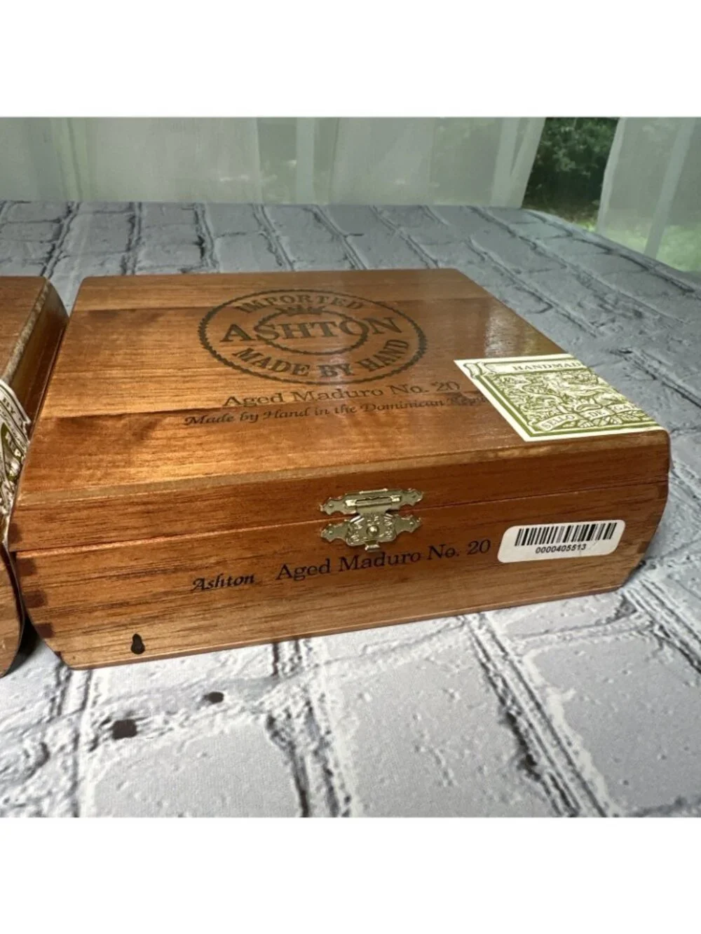 Lot Of 2 Empty Wooden Cigar Box Ashton Aged Maduro No. 20 6.75”x 6”x 2.5”